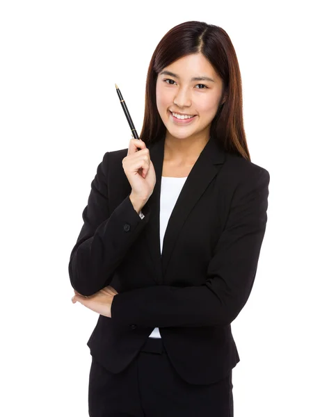 Businesswoman with pen — Stock Photo, Image