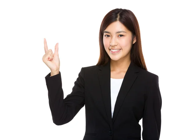 Businesswoman with finger gap — Stock Photo, Image