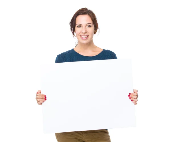 Woman with blank board — Stock Photo, Image