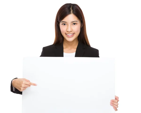 Businesswoman with placard — Stock Photo, Image