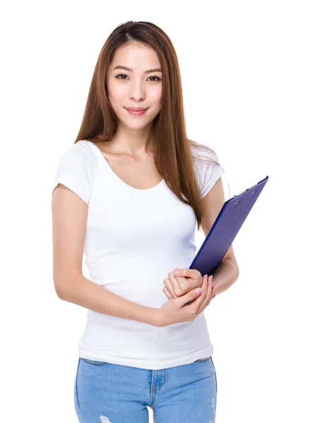 Woman with clipboard — Stock Photo, Image