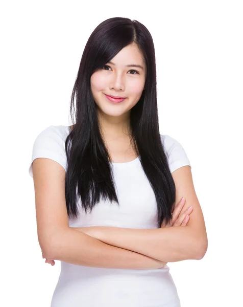 Young woman with arms crossed — Stock Photo, Image