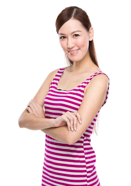 Young woman with arms crossed — Stock Photo, Image