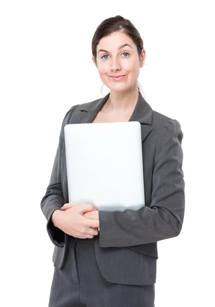 Businesswoman with laptop computer — Stock Photo, Image