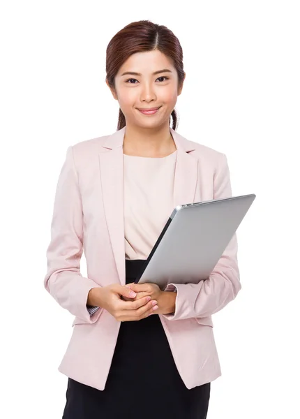 Businesswoman with laptop computer — Stock Photo, Image