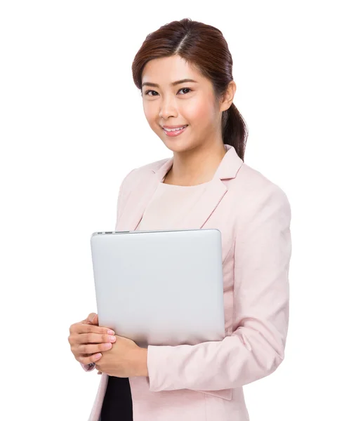 Businesswoman with laptop computer — Stock Photo, Image