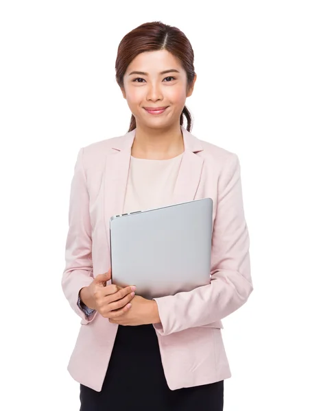 Businesswoman with laptop computer — Stock Photo, Image