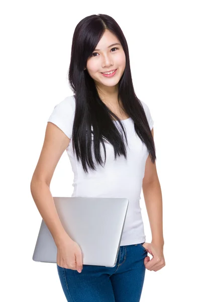 Woman with laptop computer — Stock Photo, Image