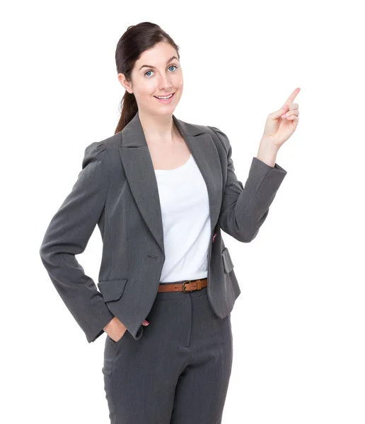 Businesswoman with finger point up Royalty Free Stock Photos