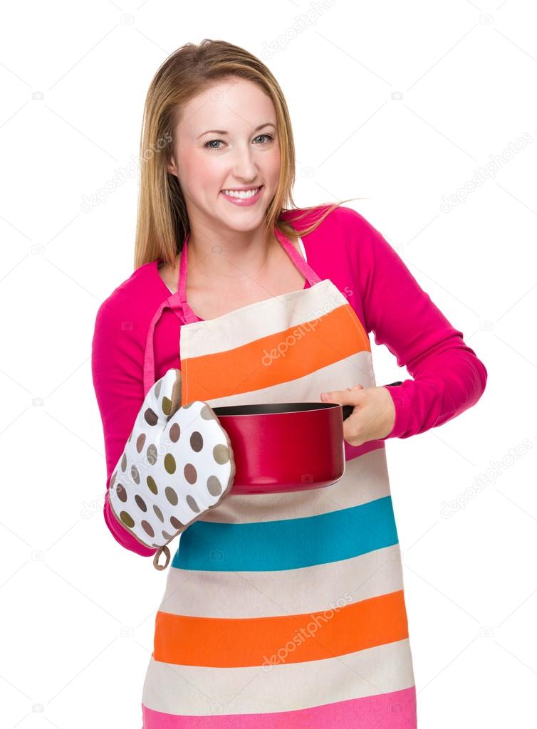 Housewife with saucepan