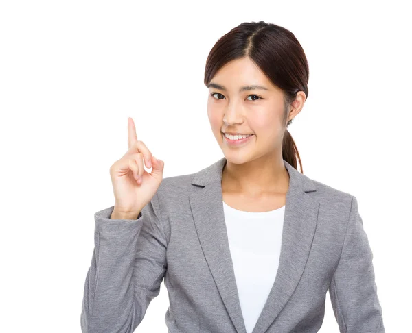 Businesswoman with finger up — Stock Photo, Image