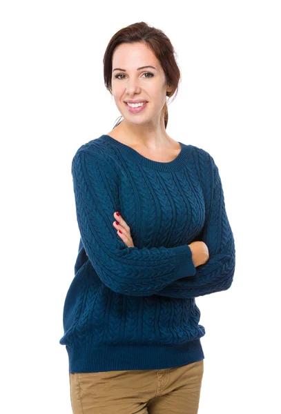 Mature woman with arms crossed — Stock Photo, Image