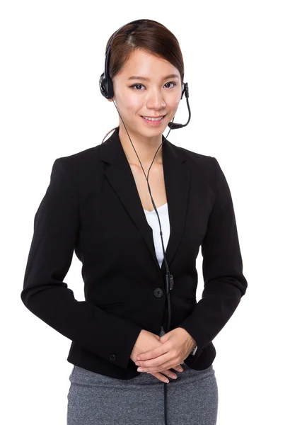 Operator call center z zestawem słuchawkowym — Zdjęcie stockowe