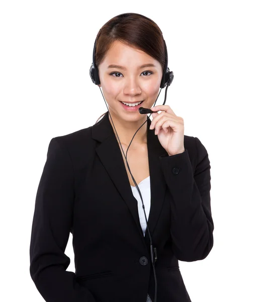 Call center operator dengan headset — Stok Foto