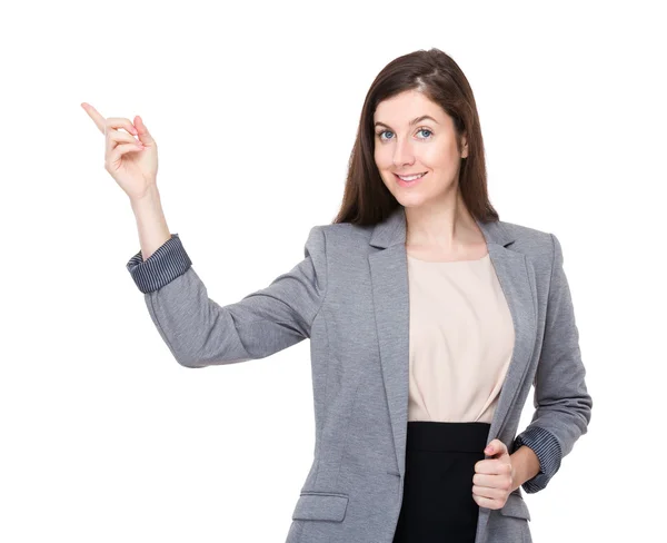 Businesswoman with finger point up — Stock Photo, Image