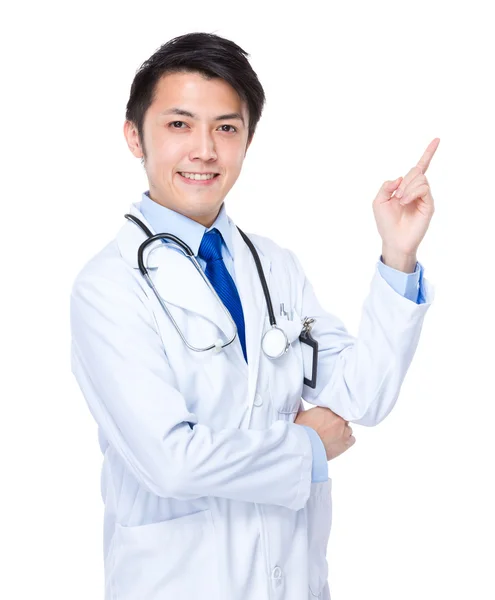 Doutor com dedo aponte para cima — Fotografia de Stock