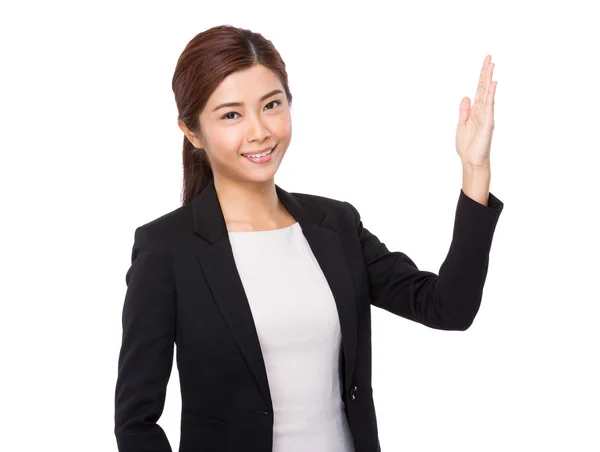 Businesswoman with hand present — Stock Photo, Image