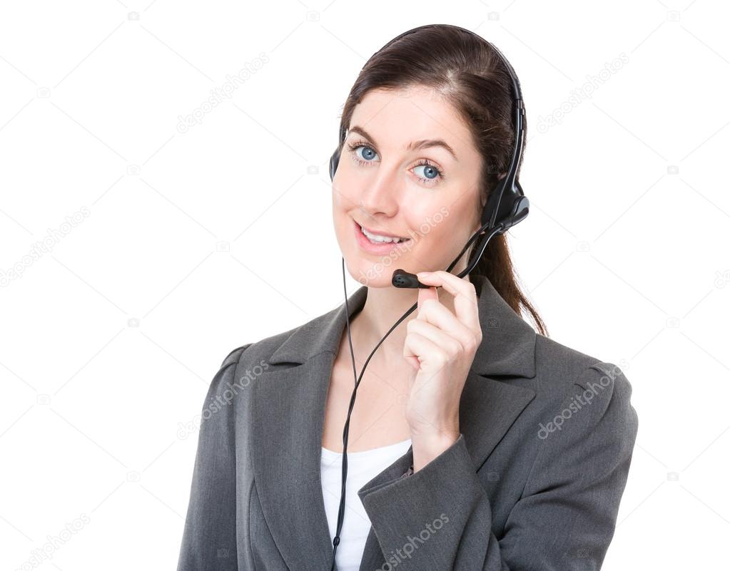 Female call center operator