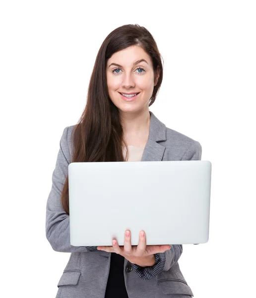 Businesswoman with notebook computer — Stock Photo, Image