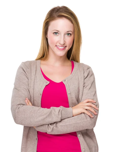 Young woman with arms crossed — Stock Photo, Image