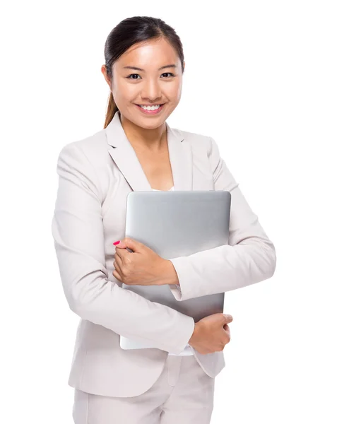 Business woman with notebook computer — ストック写真