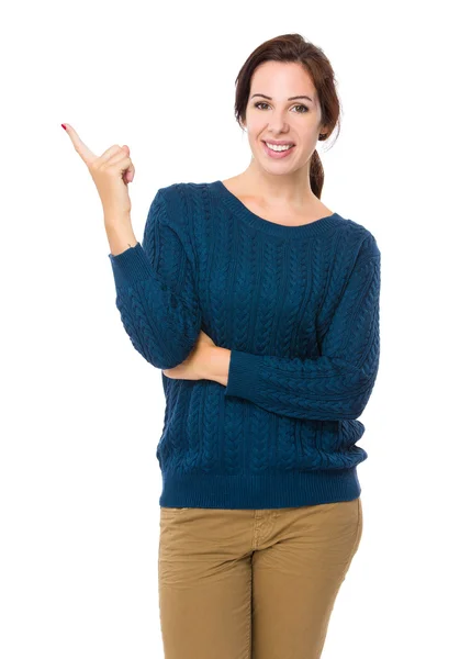 Young woman pointing — Stock Photo, Image