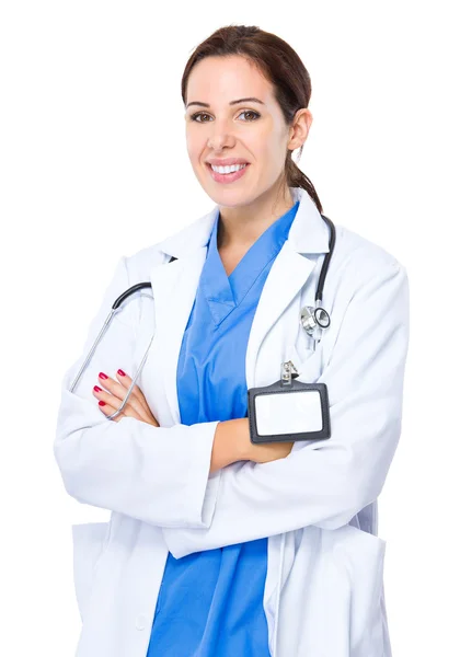 Female doctor with arms crossed — Stock Photo, Image