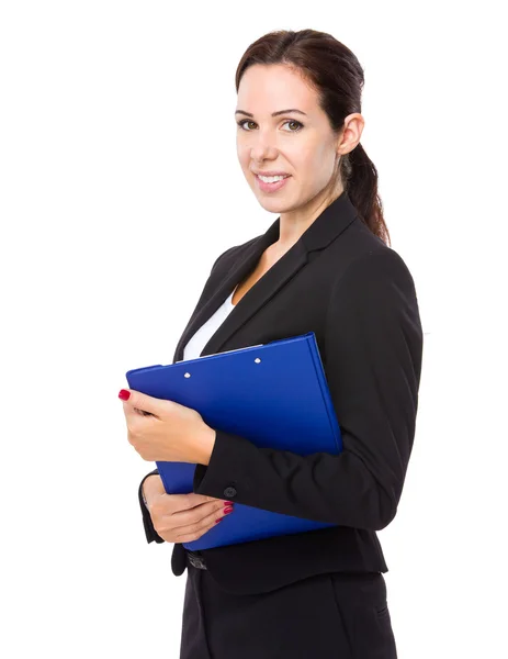 Businesswoman with clipboard Stock Photo