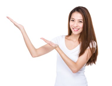 İki açık el palm kadınla