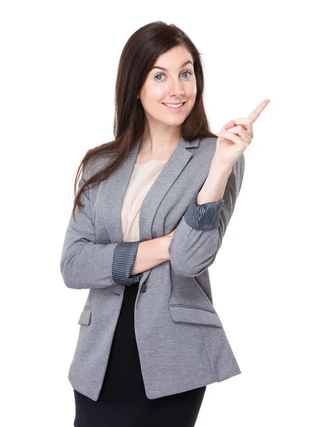 Businesswoman with finger up — Stock Photo, Image