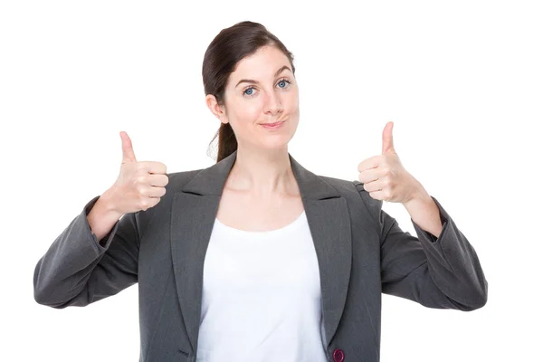 Businesswoman with two thumb up — Stock Photo, Image