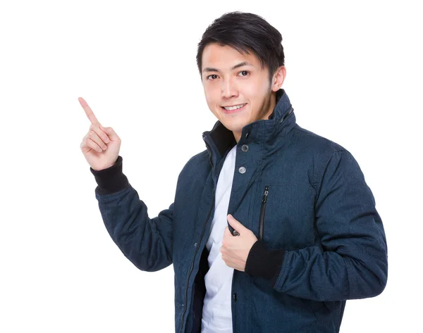 Man with finger point up — Stock Photo, Image