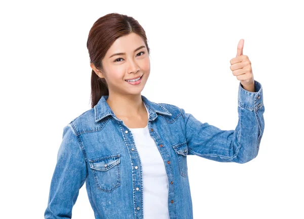 Woman with thumb up — Stock Photo, Image