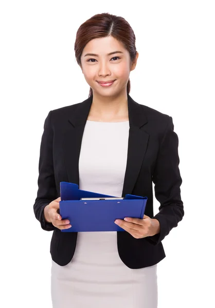 Businesswomant with clipboard — Stock Photo, Image