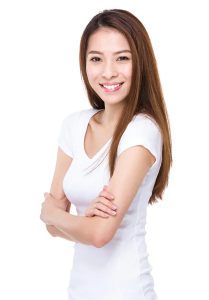 Young woman with arms crossed — Stock Photo, Image