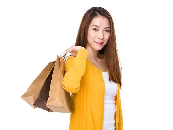 Donna con shopping bags — Foto Stock