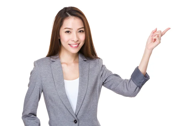 Businesswoman with finger point up — Stock Photo, Image