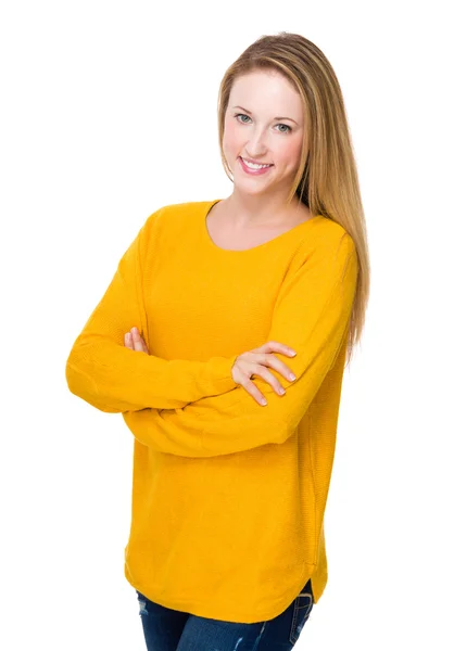 Young woman with arms crossed — Stock Photo, Image