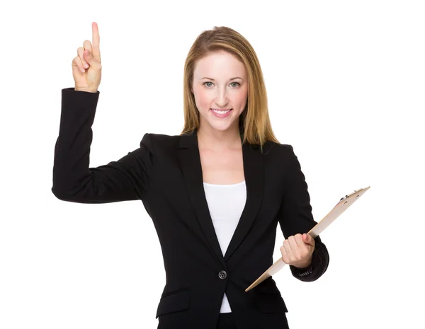 Mujer de negocios con el dedo en alto —  Fotos de Stock