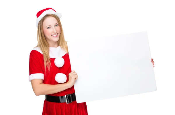 Frau mit leerer Plakatwand — Stockfoto