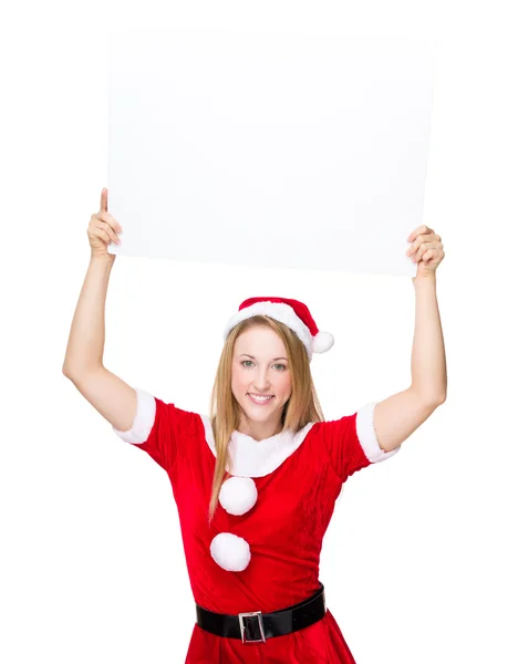 Weihnachtsmann mit leerer Werbetafel — Stockfoto