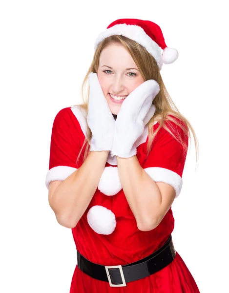 Vrouw met Kerstmis partij jurk — Stockfoto