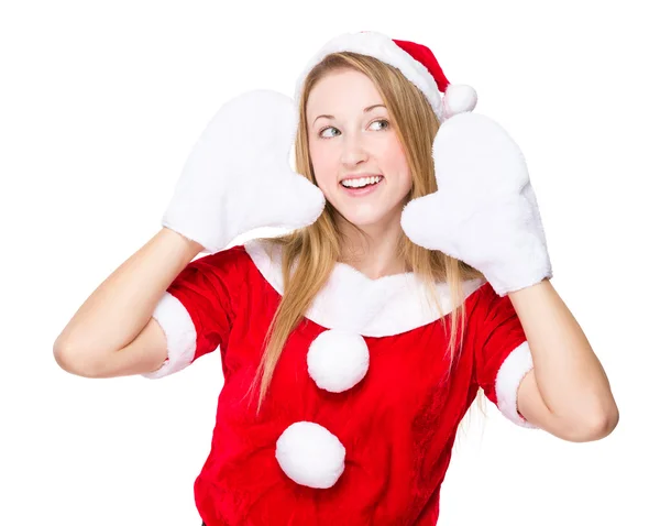 Femme avec robe de fête de Noël — Photo