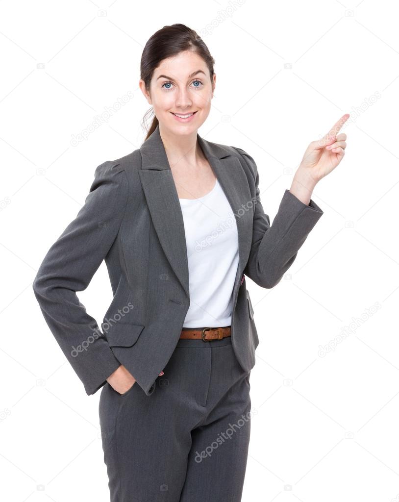 Businesswoman with finger point up