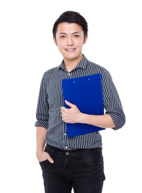 Pano ile genç işadamı