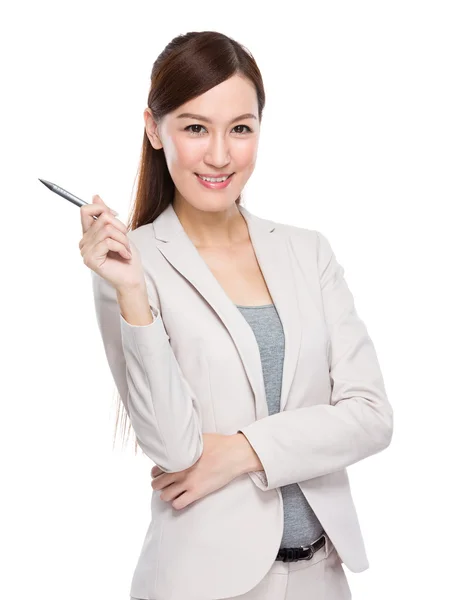 Businesswoman with pen — Stock Photo, Image