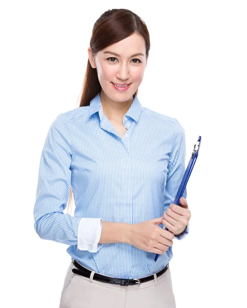 Businesswoman with clipboard — Stock Photo, Image