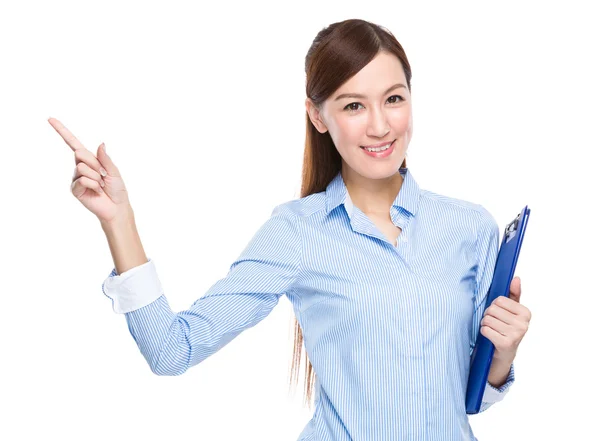 Businesswoman with finger up — Stock Photo, Image