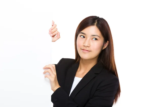 Businesswoman with white board — Stock Photo, Image