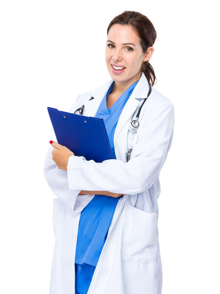 Female doctor with clipboard